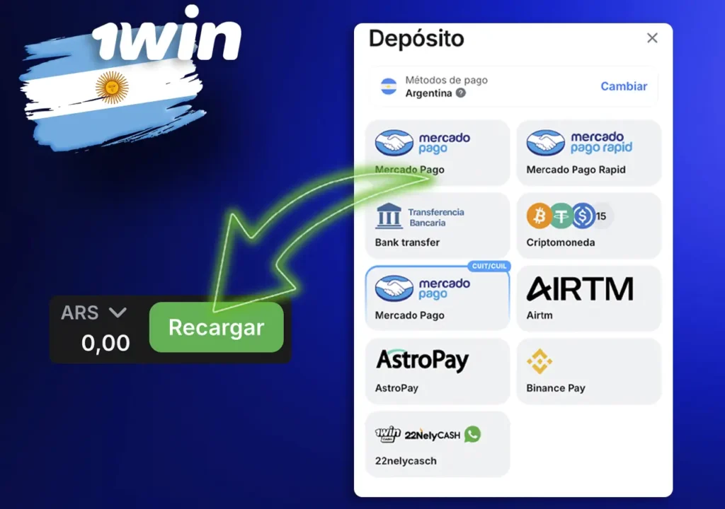 1Win métodos de depósito